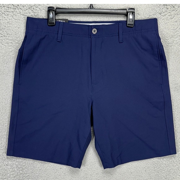 Under Armour Mens Chino Golf Shorts 36X10 Navy Blue Performance Stretch Logo NEW - Picture 1 of 9